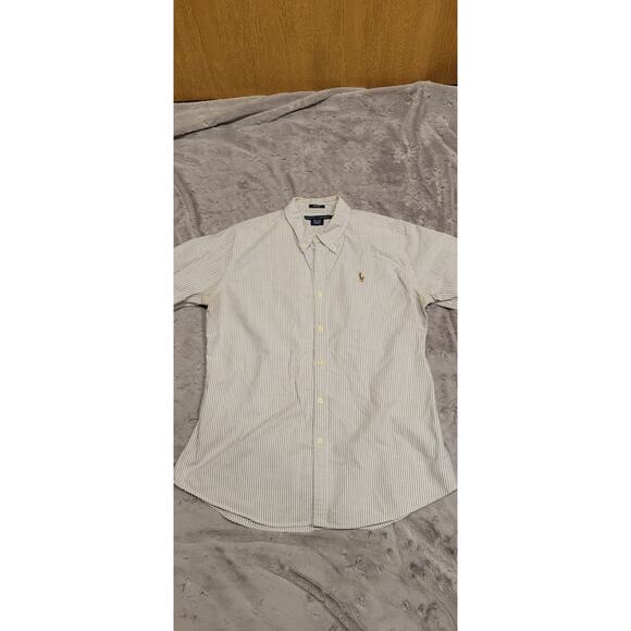 Ralph Lauren Tops - Ralph Lauren Women's Slim Fit Striped Button Up shirt Size 12 Cotton Pony Logo